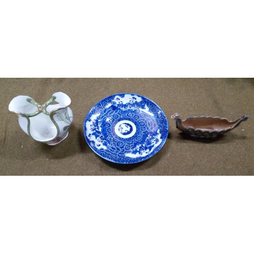 634 - Chinese Blue and White Plate, Wade Galleon and Doulton Burstem Vernon.