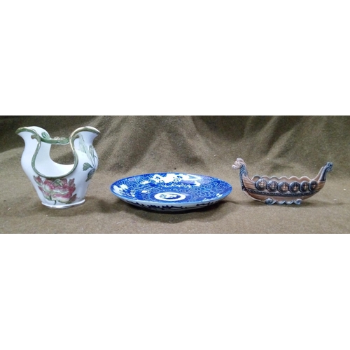 634 - Chinese Blue and White Plate, Wade Galleon and Doulton Burstem Vernon.