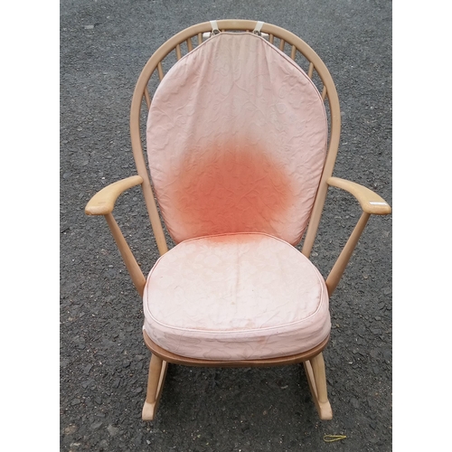 646 - Ercol Blonde Rocking Chair with Cushion.