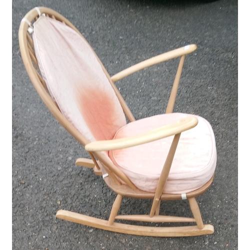 646 - Ercol Blonde Rocking Chair with Cushion.