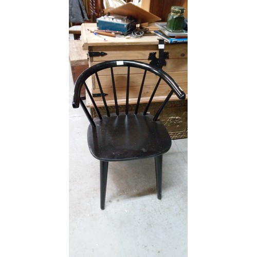 762 - A Pair of Black Captain Style Carver Chairs