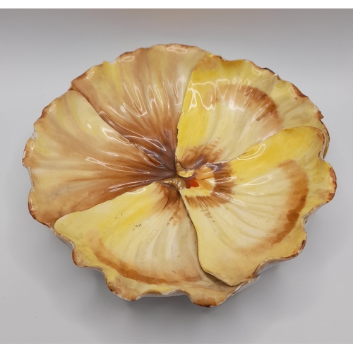 264 - A Set of Yellow Pansy Shaped Plates. 3 Side Plates and 1 Large Plate.