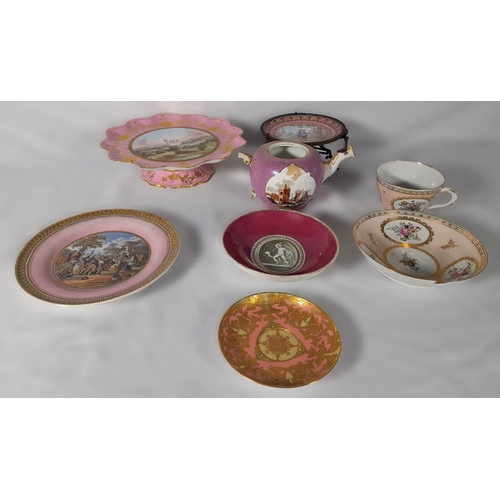 266 - A Large Lot of Pink Themed Mixed Crockery including Small Plates, Cups, Cake Stand and More....