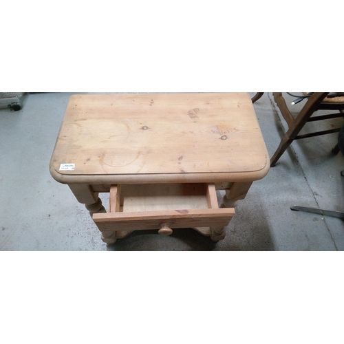 1111 - A Small Pine Hall Table with Small Drawer and Shelf.