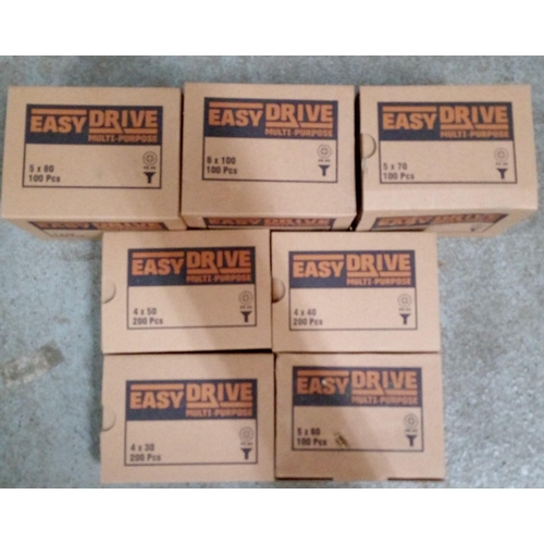 206B - 8 Boxes of Mixed Easy Drive Multipurpose Screws In Assorted Sizes.