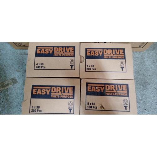 206B - 8 Boxes of Mixed Easy Drive Multipurpose Screws In Assorted Sizes.