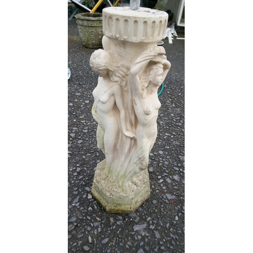 96E - Three Graces Bird Bath Standing 81cm High.