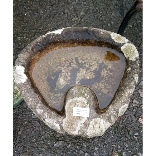 96J - A Small Concrete Bird Bath with Tree Trunk Base.