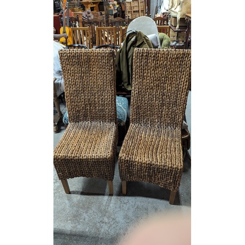 637B - A Pair of Rattan Highback Chairs