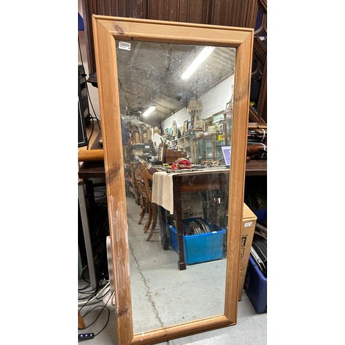 1112 - A Large Pine Mirror 135cm H x 58cm W.