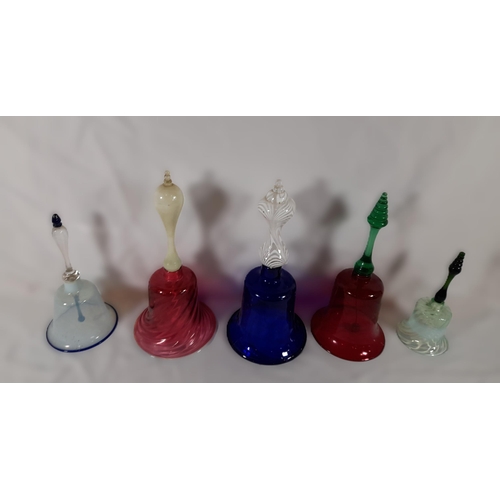 275 - A Selection of Glass Bells, including Cranberry Glass.