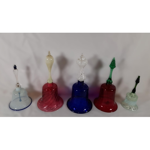 275 - A Selection of Glass Bells, including Cranberry Glass.