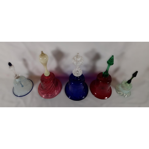 275 - A Selection of Glass Bells, including Cranberry Glass.