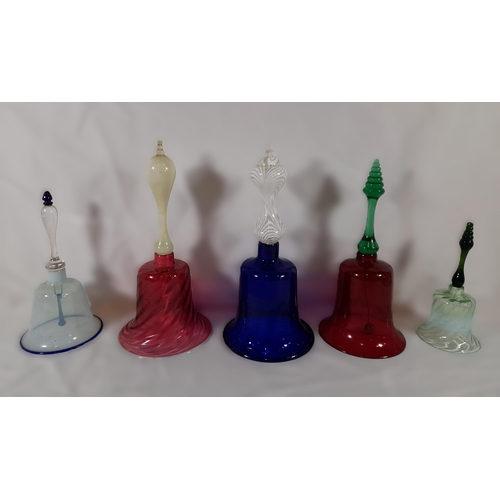 275 - A Selection of Glass Bells, including Cranberry Glass.