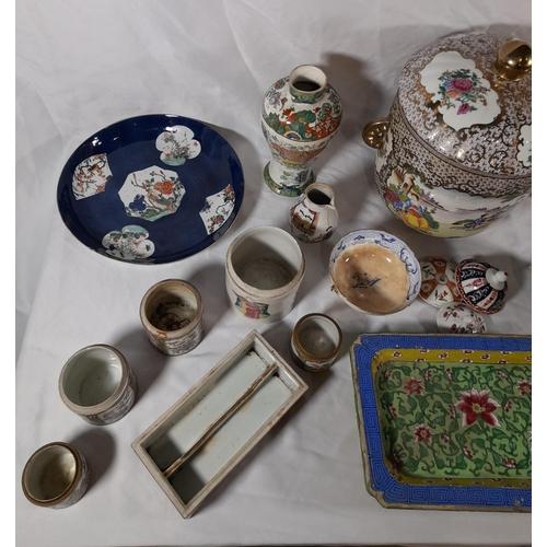 282 - A Huge lot of Oriental Themed Chinaware including a Chinese Export European Subject covered Jar, a p... 