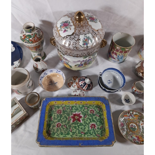 282 - A Huge lot of Oriental Themed Chinaware including a Chinese Export European Subject covered Jar, a p... 