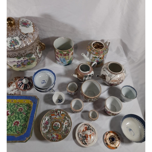 282 - A Huge lot of Oriental Themed Chinaware including a Chinese Export European Subject covered Jar, a p... 