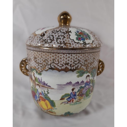 282 - A Huge lot of Oriental Themed Chinaware including a Chinese Export European Subject covered Jar, a p... 