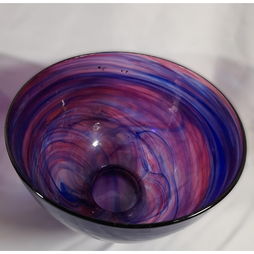 283 - 3 Statement Pieces of Glassware. A Huge Amethyst Glass bowl measuring approx 41cm Diameter, 17cm Dep... 