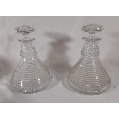 284 - A Range of Decanters including 4 Antique Ships Decanters in two sizes with Mushroom Stoppers and Sta... 