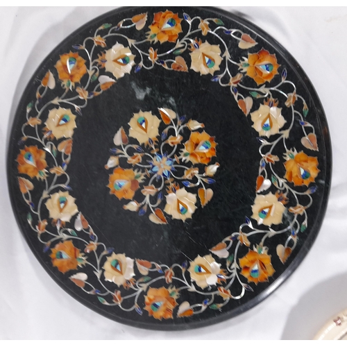 286 - 2 Marble Coffee Table Tops with Decorative Inlay. The Black one is approx. 14