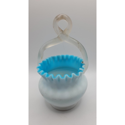 287 - A Collection of Decorative Blue Ruffle/Carnival Glassware including a pair of Stem Vases with Glitte... 