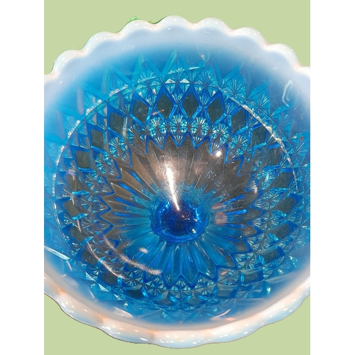 287 - A Collection of Decorative Blue Ruffle/Carnival Glassware including a pair of Stem Vases with Glitte... 