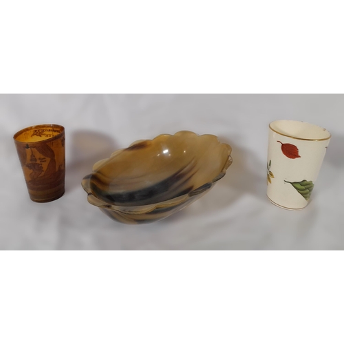 292 - A Horn Bowl (23cm L x 15cm W x 6cm D) and a Horn Beaker with 