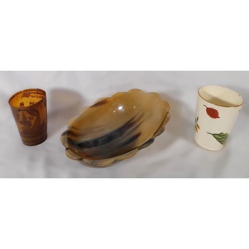 292 - A Horn Bowl (23cm L x 15cm W x 6cm D) and a Horn Beaker with 