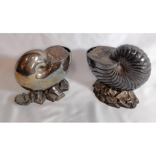 294 - A Pair Of Silverplateware Nautilus Shell Design Table Spoon Warmers.