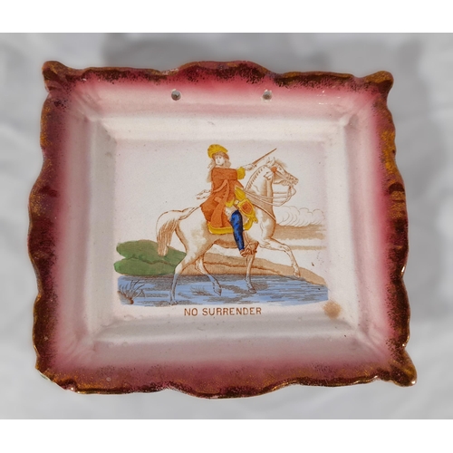 296 - An Antique 19th Century English Staffordshire Sunderland Luster Plaque showing a Horse and Rider and... 