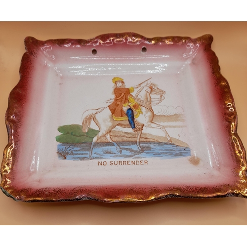 296 - An Antique 19th Century English Staffordshire Sunderland Luster Plaque showing a Horse and Rider and... 