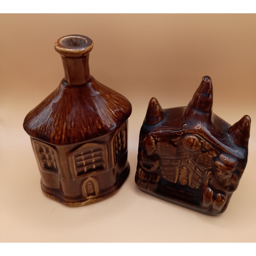 297 - A Pair of Treacle Glaze Ornaments, one being a Liquor bottle (13cm H) and the other a Money Box (11c... 