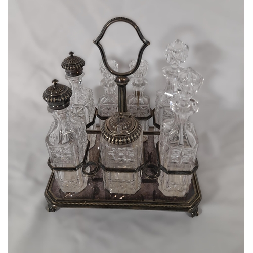 10 - A 7 Piece Silver Plated and Crystal Victorian Cruet Set. No Chips or Damage.