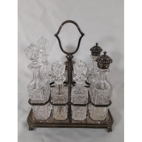 10 - A 7 Piece Silver Plated and Crystal Victorian Cruet Set. No Chips or Damage.