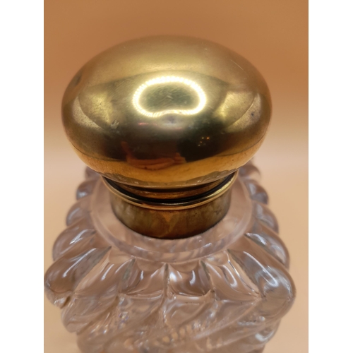 11 - A French Napolean III 19th Century Baccarat Crystal Inkwell with Bamboo Tors Decor and a Brass Top. ... 