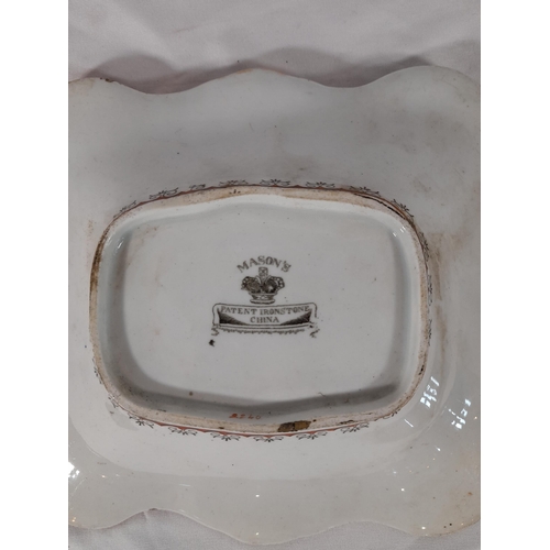 13 - A Masons Ironstone Platter, Chinese Antiquity. 25cm L x 20cm W.