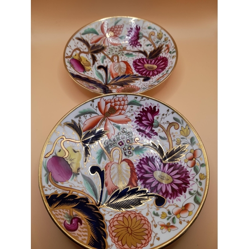 14 - A Trio of Floral Patterned, Hand Painted China. 2 Small Plates, 14.5cm Diameter and a Matching Tea C... 