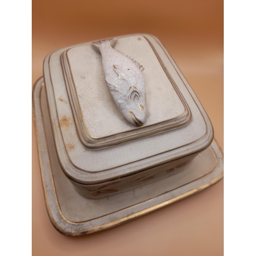 52 - 2 Platters and a Victorian Sardine Dish. One Platter is Ashworth Ironstone depicting a building and ... 