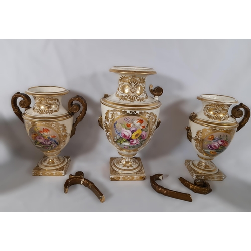 56 - 5 Urn Style Vases, most with damage to handles as pictured.