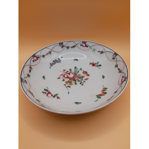 58 - A Large Collection of Antique Small Plates and Saucers In Various Designs. Largest 16cm Diameter.