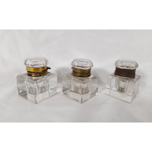 60 - A Trio Of Antique Inkwells.