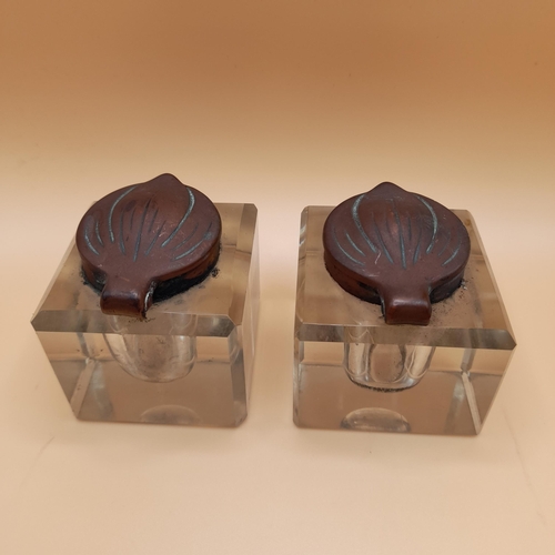 64 - A Matching Pair of Art Deco Ink Wells with no Chips or Damage.