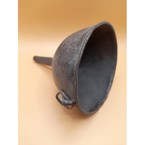 65 - A Set of two Antique Pewter Wine Funnels. Large measures 20cm H x 15 D, Small 14 H x 11D.