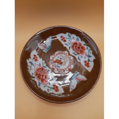 28 - A Pair of 18 Century Chinese Small Cafe Au Late Plates with Floral Decoration. 14 and 13.5cm Diamete... 