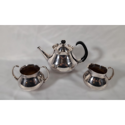 29 - A Post War Silver Plate Tea Set by Eric Clements for Mappin and Webb. Includes Teapot, Sugar Bowl an... 