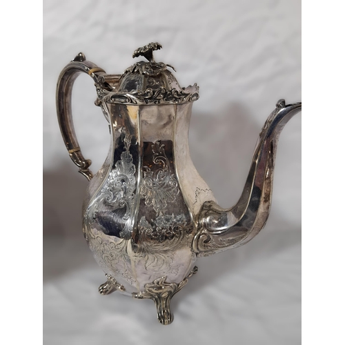 44 - A Decorative Silver Plated Tea/Coffee Set comprising of a Coffee Pot, Teapot, Sugar Bowl and Milk Ju... 