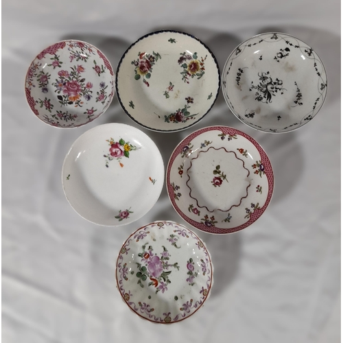 45 - A Selection of 6 Small Plates with Floral Decoration.