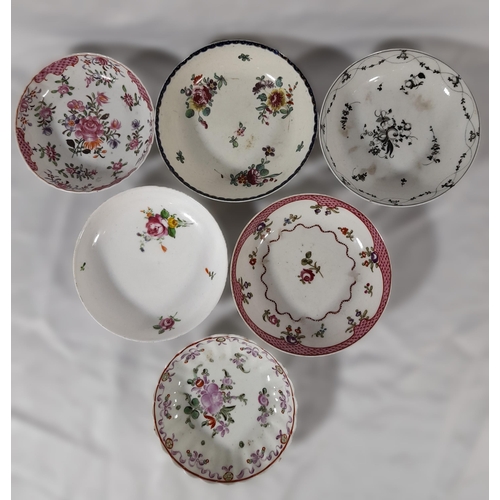 45 - A Selection of 6 Small Plates with Floral Decoration.