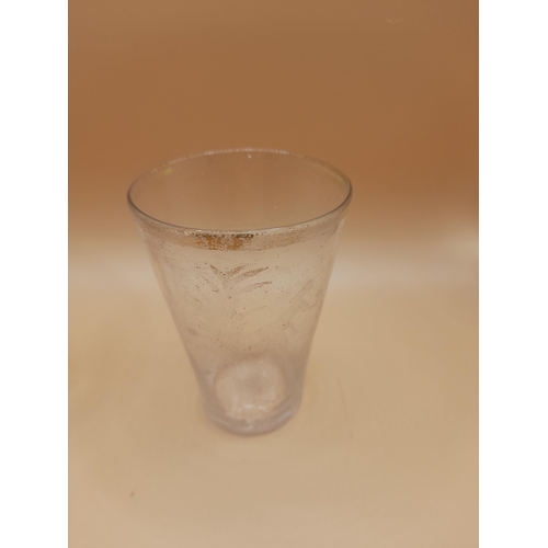 47 - A Pair of Handblown Drinking Glasses with worn Gold Decoration. Approx 9cm In Height.